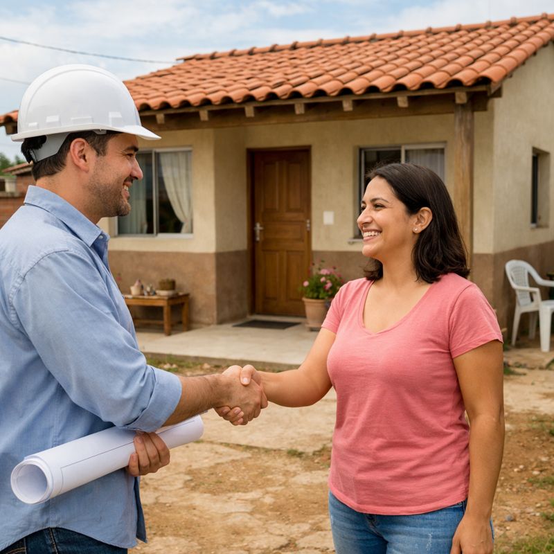 engenheiro entrgando casa